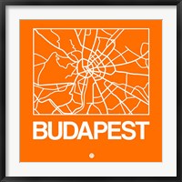 Framed Orange Map of Budapest