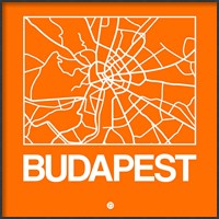 Framed Orange Map of Budapest