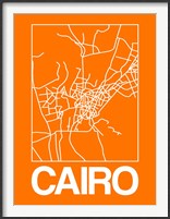 Framed Orange Map of Cairo