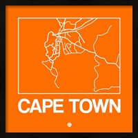 Framed Orange Map of Cape Town