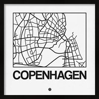 Framed White Map of Copenhagen