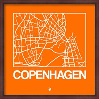 Framed Orange Map of Copenhagen