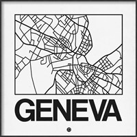 Framed White Map of Geneva