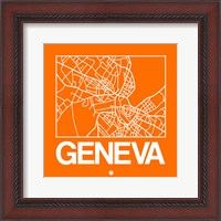 Framed Orange Map of Geneva
