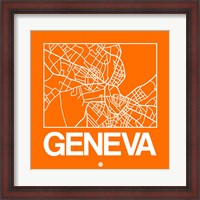 Framed Orange Map of Geneva