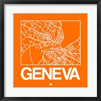 Framed Orange Map of Geneva