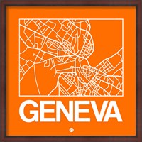 Framed Orange Map of Geneva