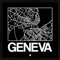 Framed Black Map of Geneva