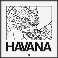 Framed White Map of Havana