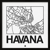 Framed White Map of Havana