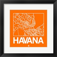 Framed Orange Map of Havana