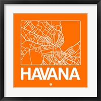 Framed Orange Map of Havana