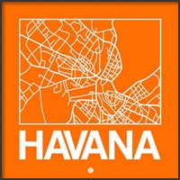 Framed Orange Map of Havana