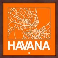 Framed Orange Map of Havana