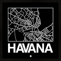 Framed Black Map of Havana