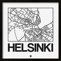 Framed White Map of Helsinki