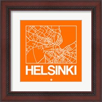 Framed Orange Map of Helsinki