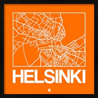 Framed Orange Map of Helsinki