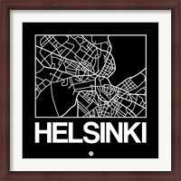 Framed Black Map of Helsinki