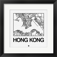 Framed White Map of Hong Kong