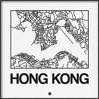 Framed White Map of Hong Kong