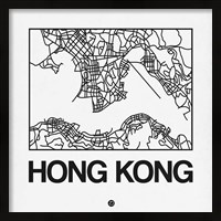 Framed White Map of Hong Kong