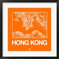 Framed Orange Map of Hong Kong