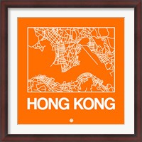 Framed Orange Map of Hong Kong