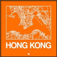 Framed Orange Map of Hong Kong