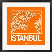 Framed Orange Map of Istanbul