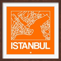 Framed Orange Map of Istanbul