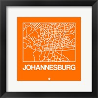 Framed Orange Map of Johannesburg