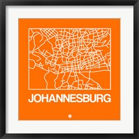 Framed Orange Map of Johannesburg