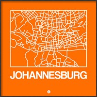 Framed Orange Map of Johannesburg