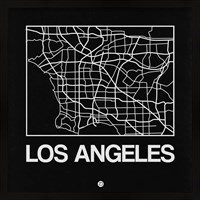 Framed Black Map of Los Angeles