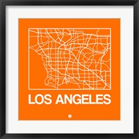 Framed Orange Map of Los Angeles