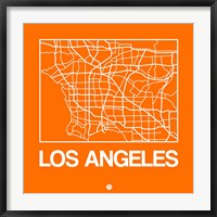 Framed Orange Map of Los Angeles