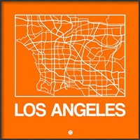 Framed Orange Map of Los Angeles