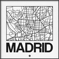 Framed White Map of Madrid