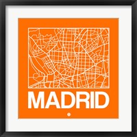 Framed Orange Map of Madrid