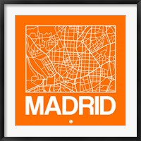 Framed Orange Map of Madrid
