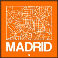 Framed Orange Map of Madrid