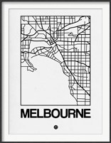 Framed White Map of Melbourne