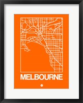 Framed Orange Map of Melbourne