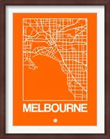 Framed Orange Map of Melbourne