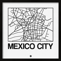 Framed White Map of Mexico City