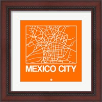Framed Orange Map of Mexico City