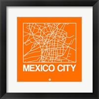 Framed Orange Map of Mexico City