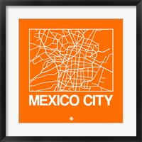 Framed Orange Map of Mexico City