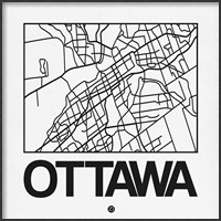 Framed White Map of Ottawa